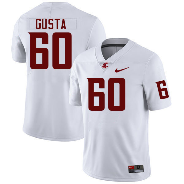 Men #60 David Gusta Washington State Cougars College Football Jerseys Stitched-White